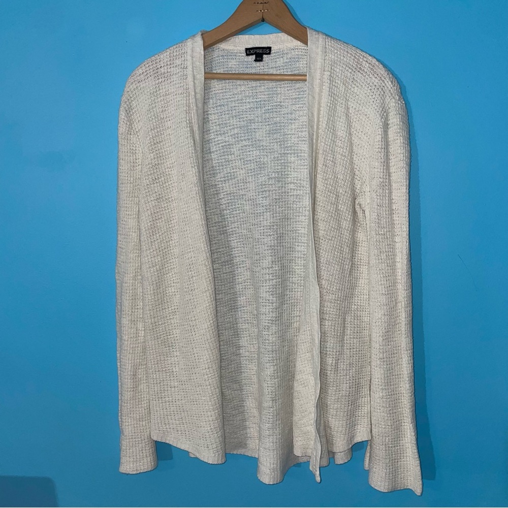Express Cream Knit Cardigan Sweater M Layering Basic